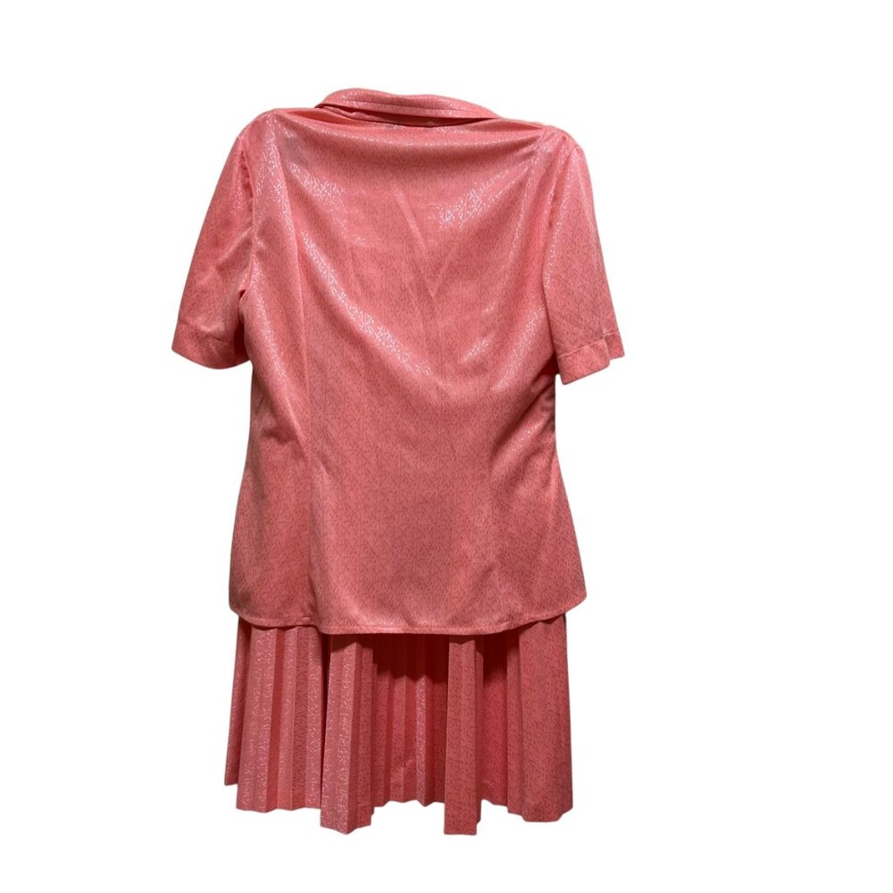 VTG 80s 90s Peach Coral Short Sleeve Blazer & Pleated Midi Skirt Set Size 10 - Picture 5 of 7